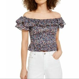 Super cute cropped Michael Kors top! Floral/Navy Off the shoulder size L